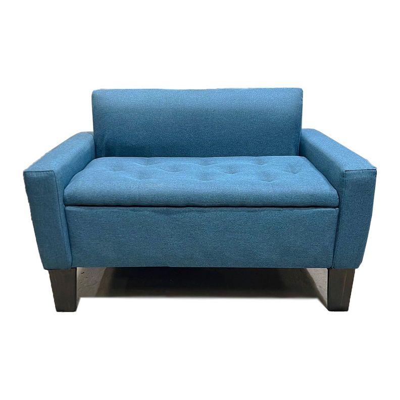 Mini Sillon Baul HVM Azul Petroleo Lino-1
