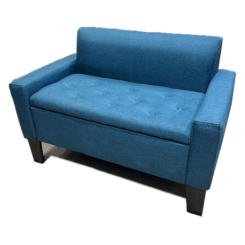 Mini Sillon Baul HVM Azul Petroleo Lino-2