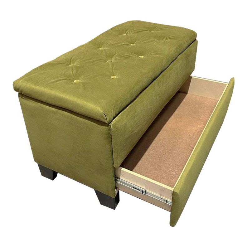 Banqueta Baul Zapatero Verde Felpa Pmadera-2