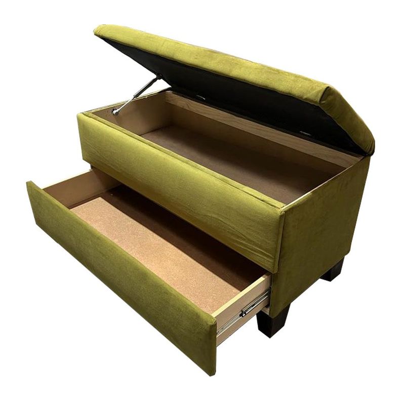 Banqueta Baul Zapatero Verde Felpa Pmadera-0
