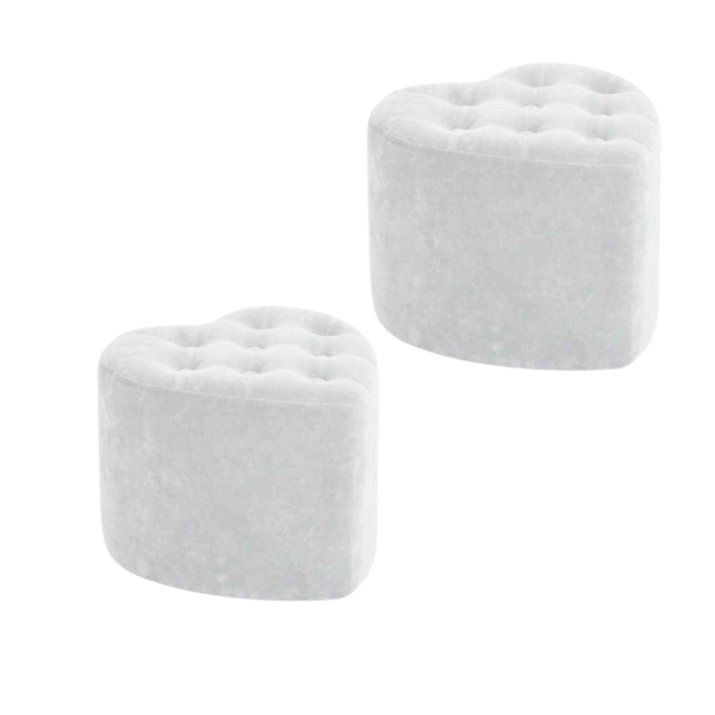 2 Puff en forma de corazón Boton Blanco Invierno-1