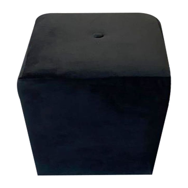 Pouf HVM Cuadrado Negro Felpa-1