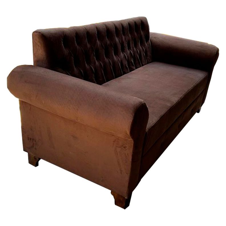 Sofa 3 Cuerpos Sofia Cafe Felpa Pmadera