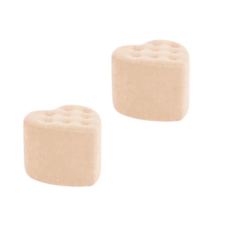 2 Puff en forma de corazón Boton Beige-1