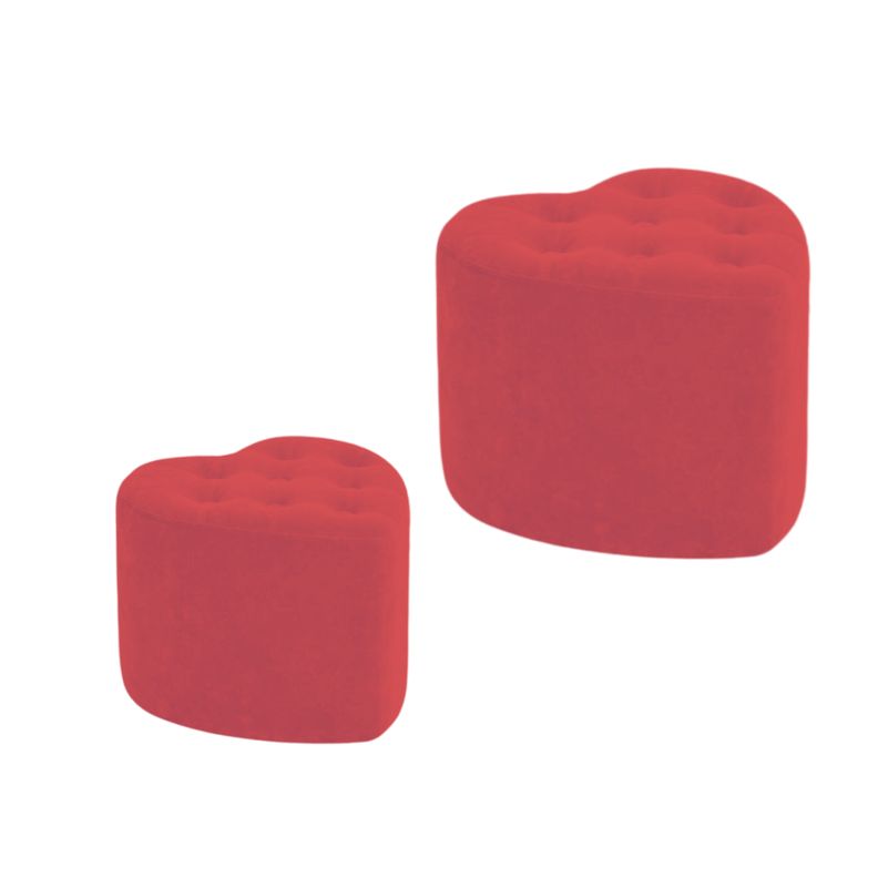 2 Puff en forma de corazón Boton Rojo-1