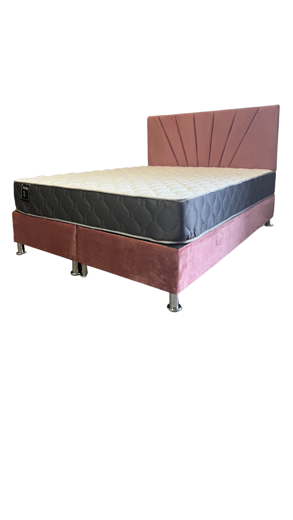 Cama HVM FULL   Colchon de Resortes Resp Palo Rosa Lineal Pmadera-1
