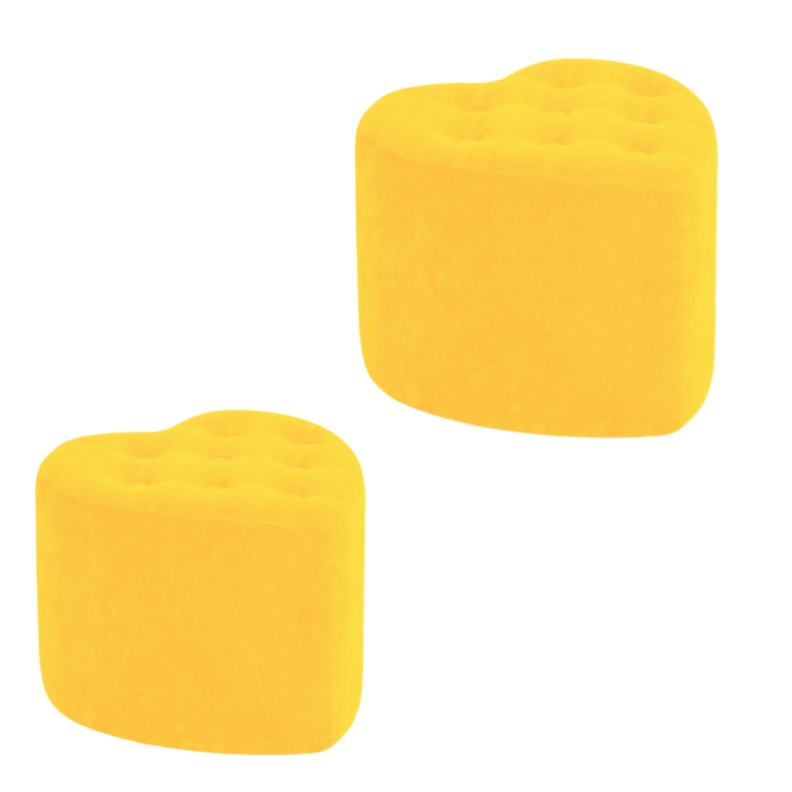 2 Puff en forma de corazón Boton Amarillo-1