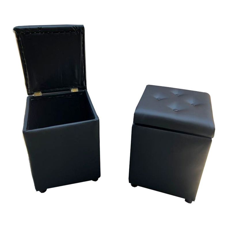 Poufs Baules HVM Cuadrados Negro Cuero PU -0