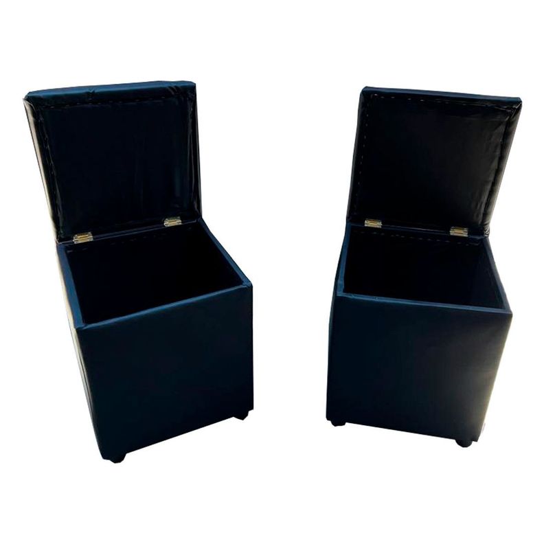 Poufs Baules HVM Cuadrados Negro Cuero PU -1