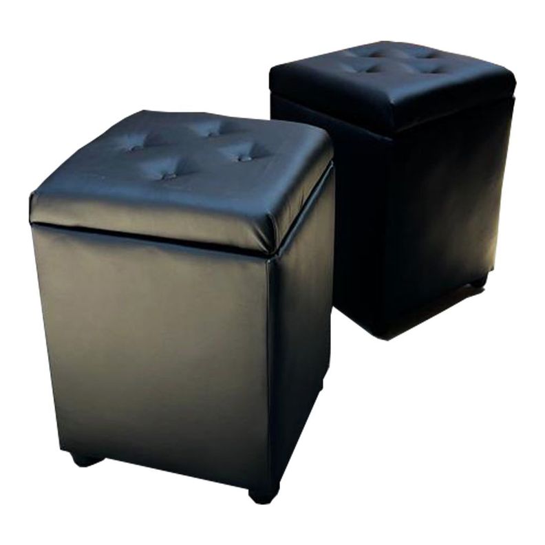 Poufs Baules HVM Cuadrados Negro Cuero PU -2