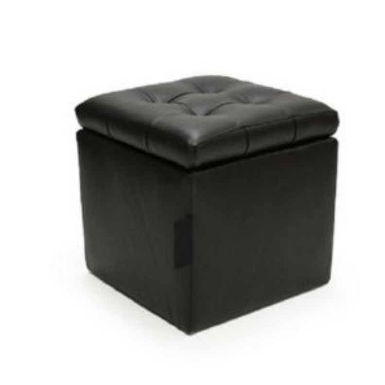Puff baúl  negro Cuero pu 40 x 40-1