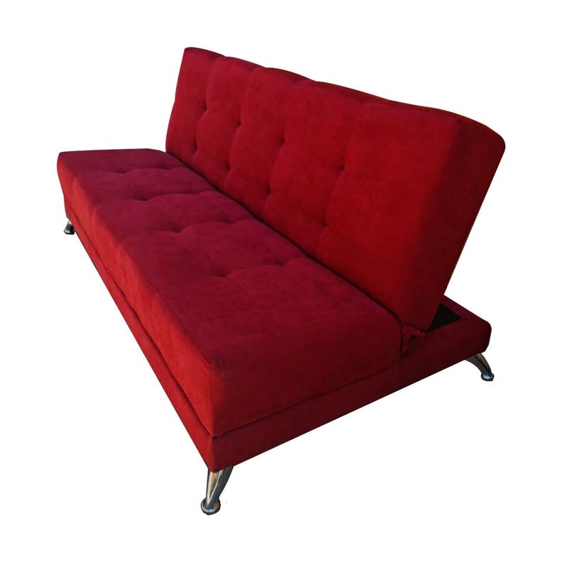 Futon Cama Patagonia 2 Cuerpos Rojo Felpa pmetal-1