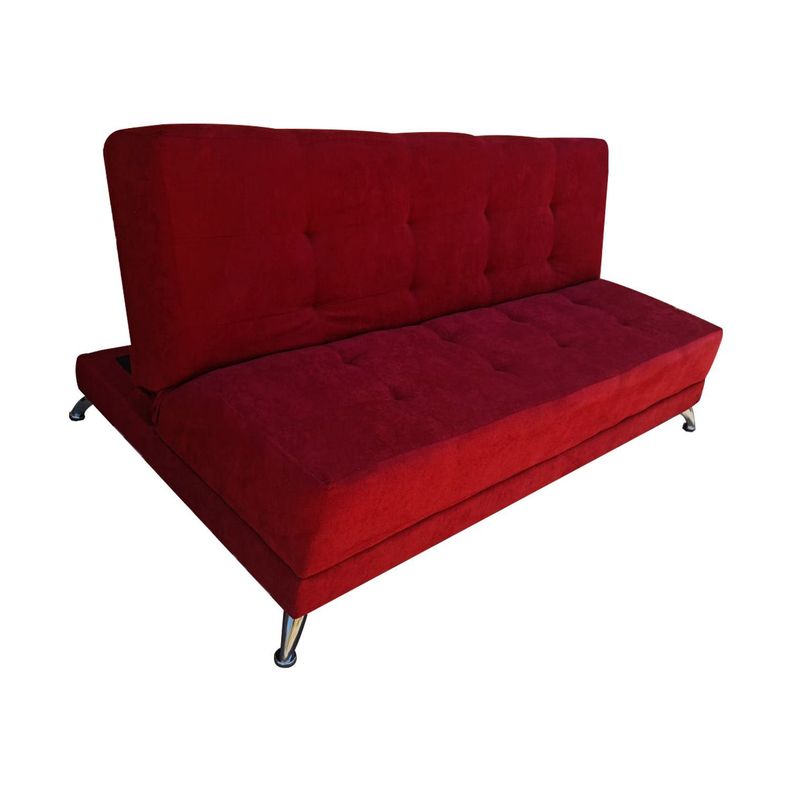 Futon Cama Patagonia 2 Cuerpos Rojo Felpa pmetal-2