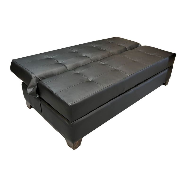 Futon Cama Baul Patagonia 15P Negro Cuero PU Pmadera-1
