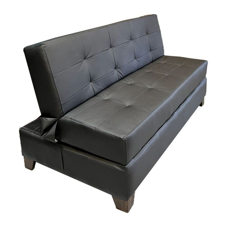 Futon Cama Baul Patagonia 15P Negro Cuero PU Pmadera-2