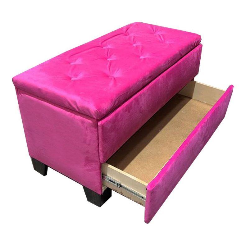 Banqueta Baul Zapatero Rosado Felpa Pmadera-2