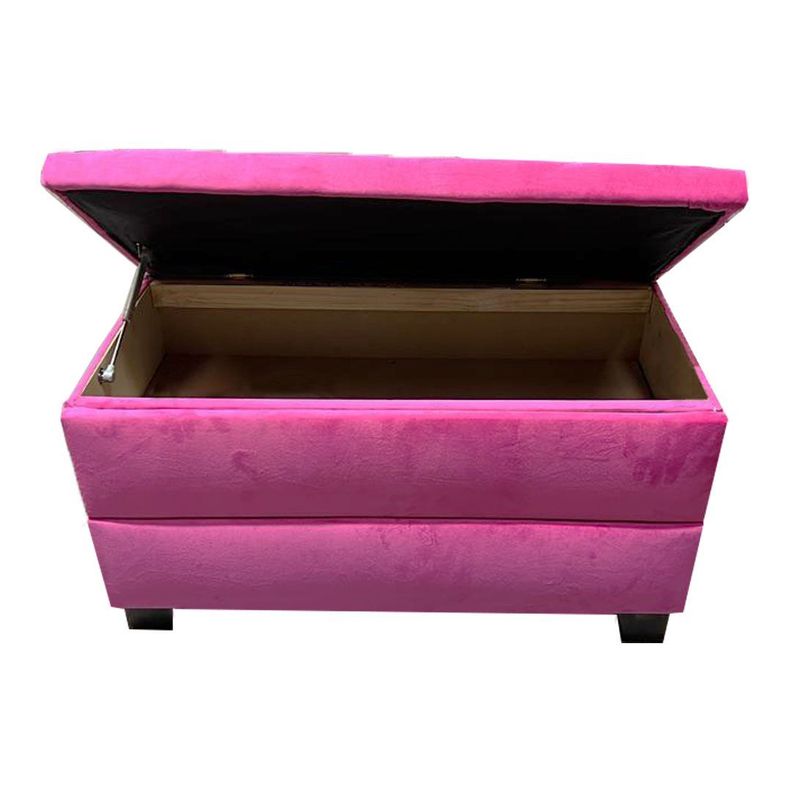 Banqueta Baul Zapatero Rosado Felpa Pmadera-1