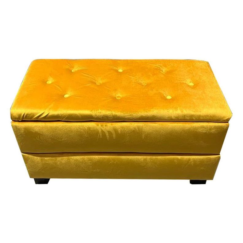 Banqueta Baul Zapatero Mostaza Felpa Pmadera-1