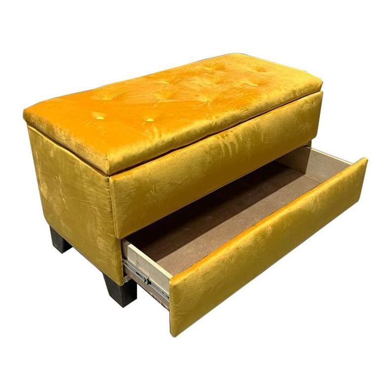Banqueta Baul Zapatero Mostaza Felpa Pmadera-2