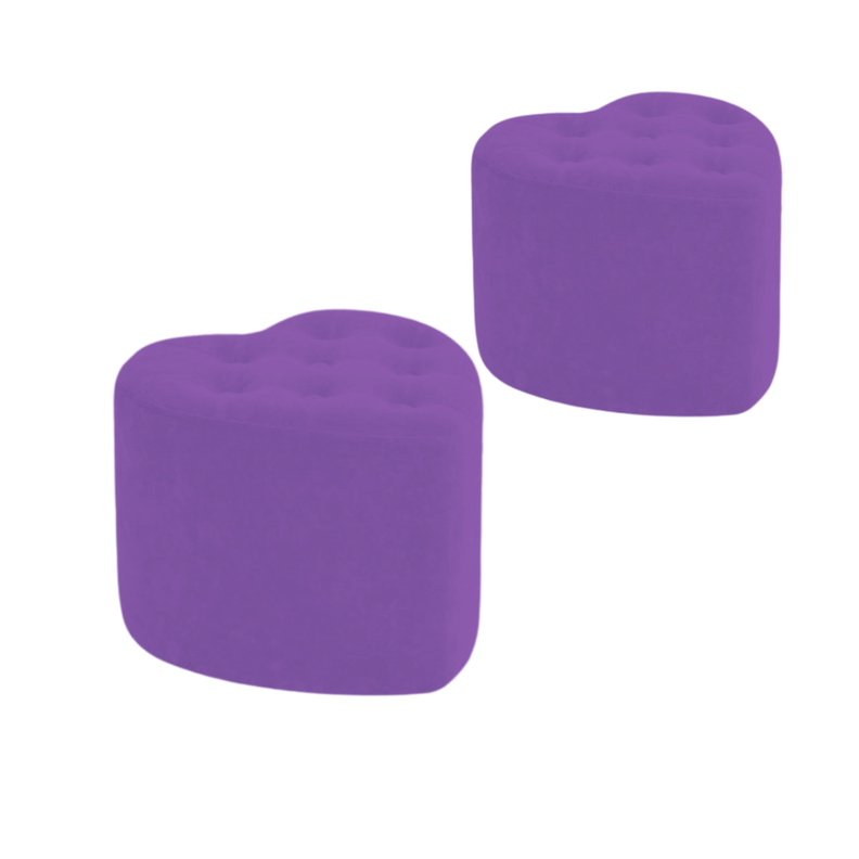 2 Puff en forma de corazón Boton Morado-1