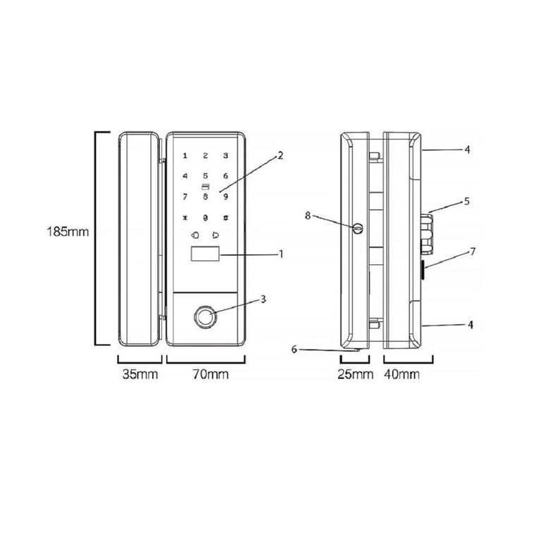 Cerradura Electrónica Inteligente Bluetooth Puerta de Vidrio-3