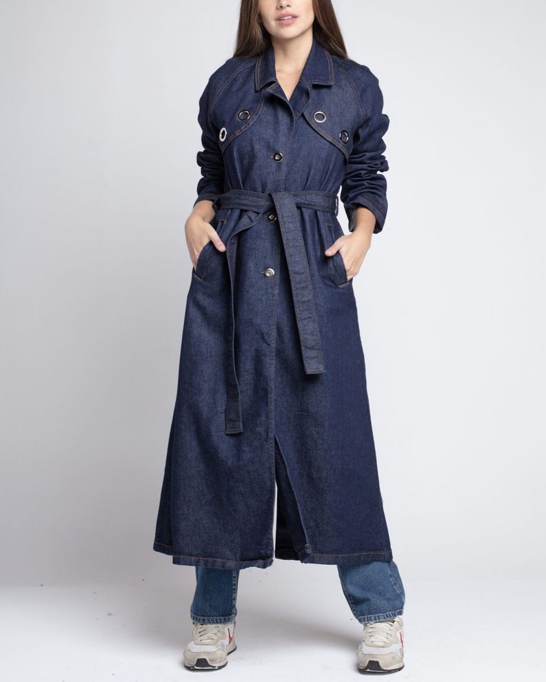 Trench con ojetillo denim