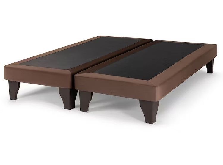 Base De Cama Europea King Felpa Café -0