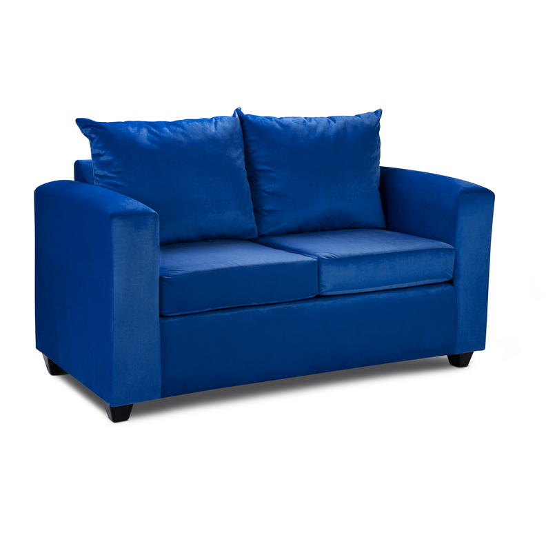 Sofa Niza 2 Cuerpos Felpa Azul Marino-2