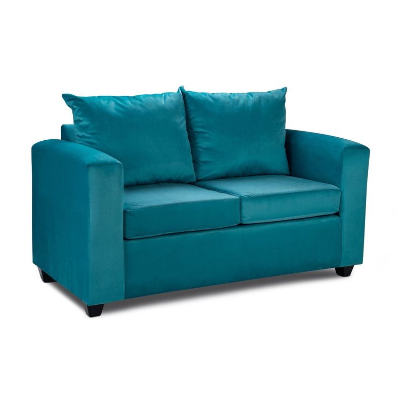 Sofa Niza 2 Cuerpos Felpa Turquesa-2