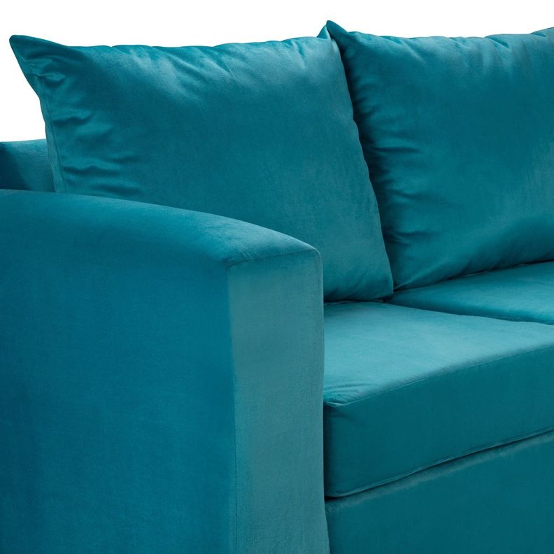 Sofa Niza 2 Cuerpos Felpa Turquesa-3