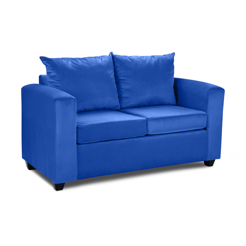 Sofa Niza 2 Cuerpos Felpa Azul-2