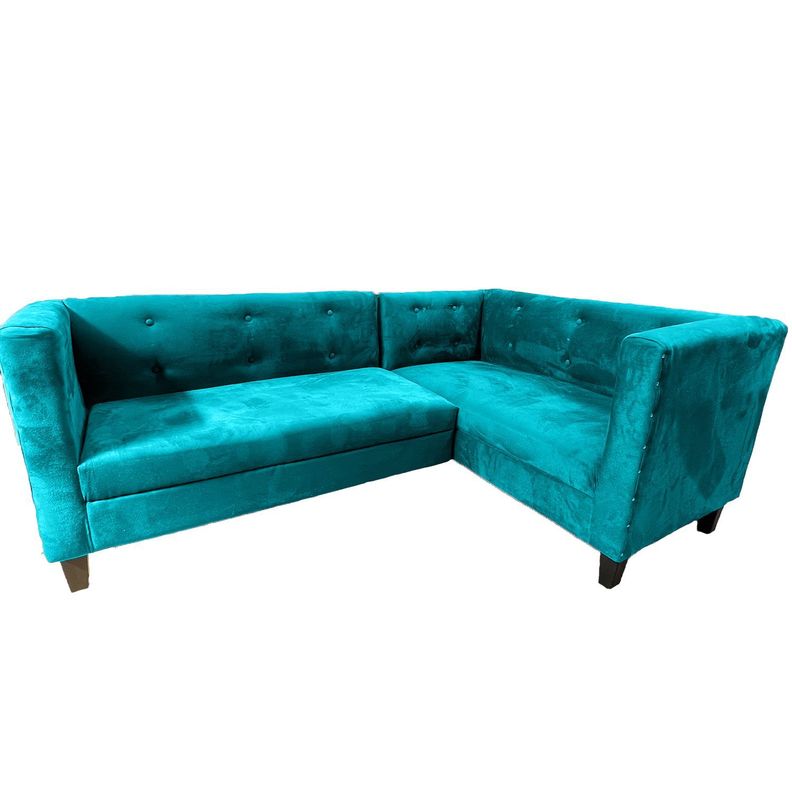 Sofa Ruan Seccional Derecho Felpa Turquesa-0