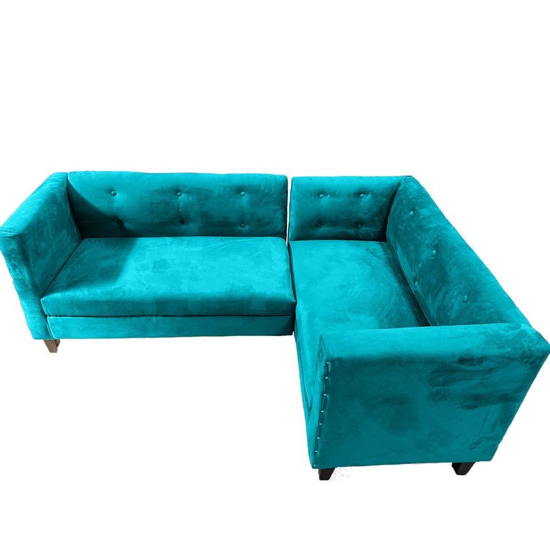 Sofa Ruan Seccional Derecho Felpa Turquesa-1