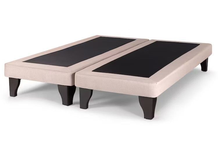 Base De Cama Europea 2 Plazas  Felpa Beige-1