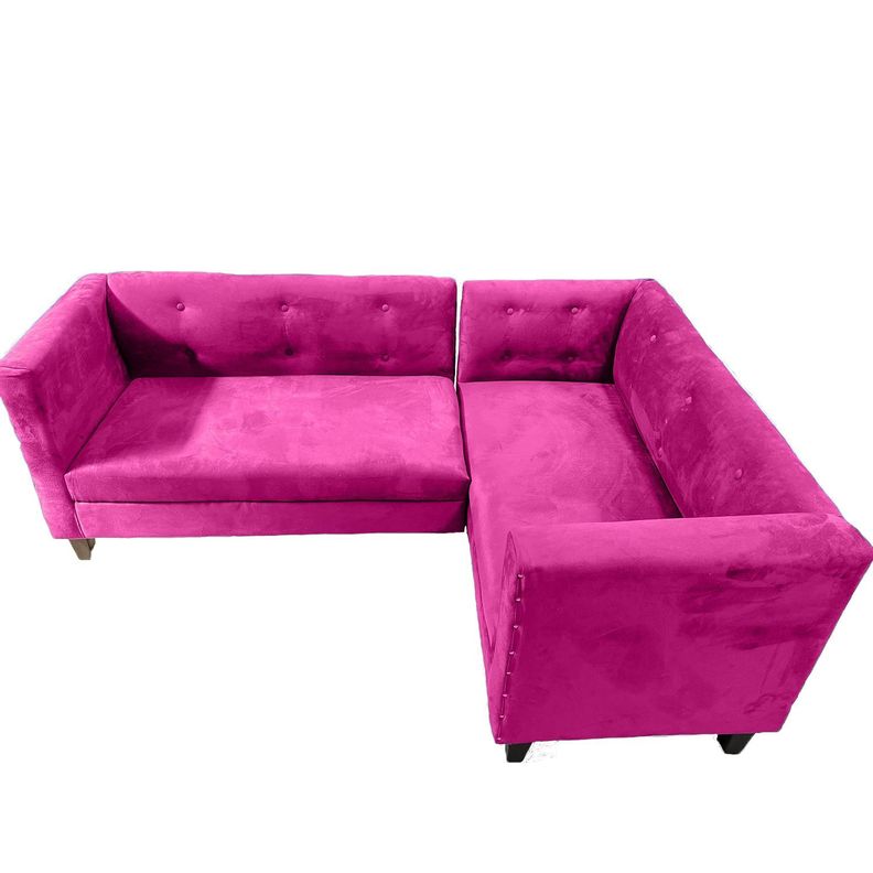 Sofa Ruan Seccional Derecho Felpa Fucsia-1
