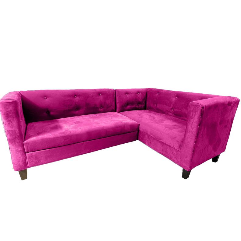 Sofa Ruan Seccional Derecho Felpa Fucsia-0
