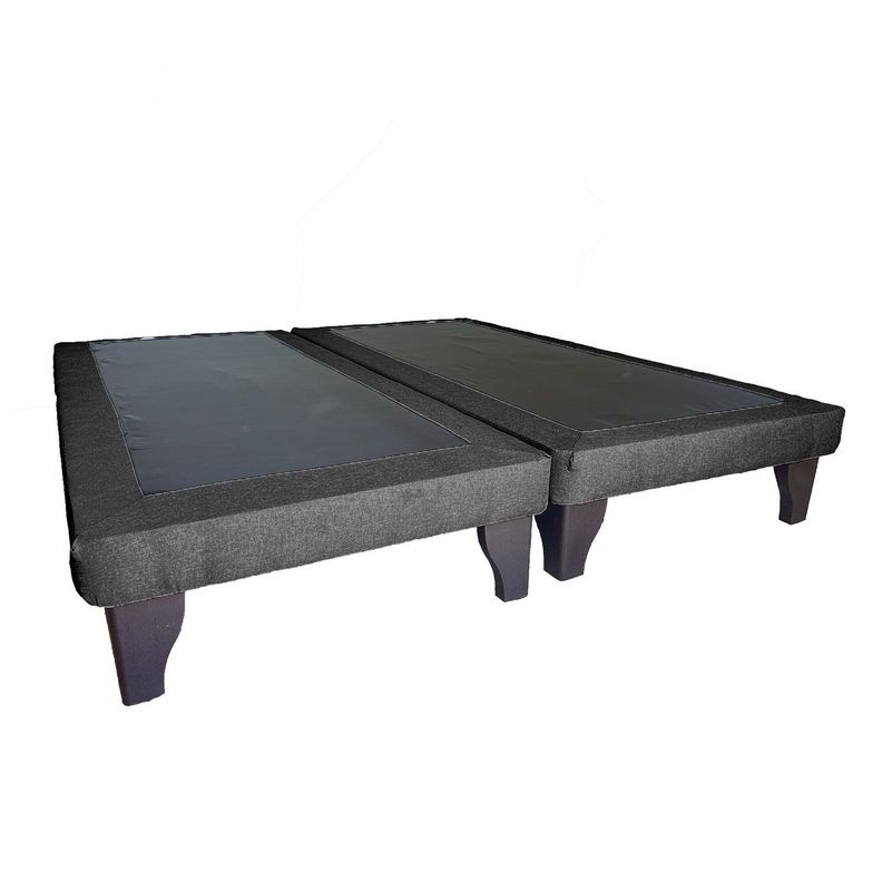 Base de Cama Europea 2 Plazas Tela Gris Oscuro-2