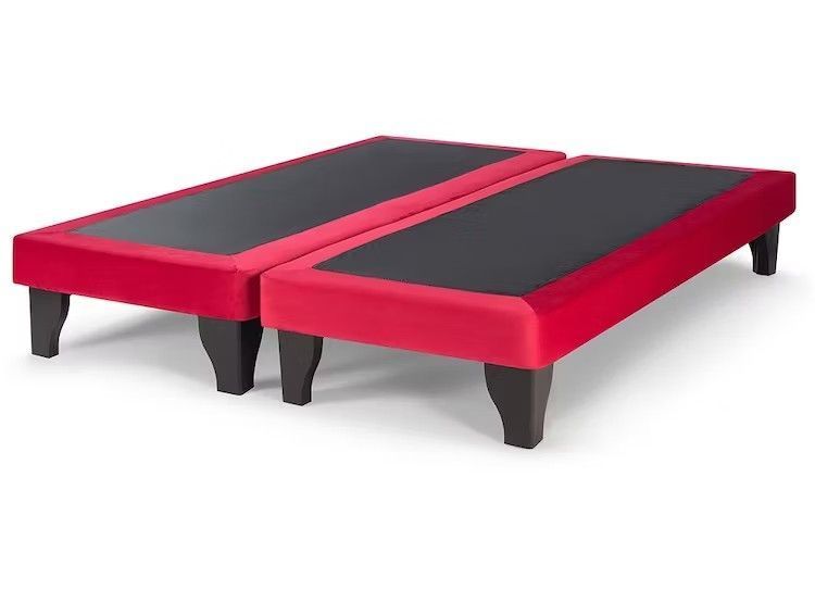 Base De Cama Europea 2 Plazas Felpa Rojo-0