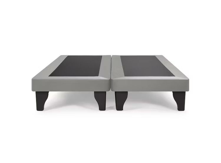 Base De Cama Europea 2 Plazas  Felpa Gris-0