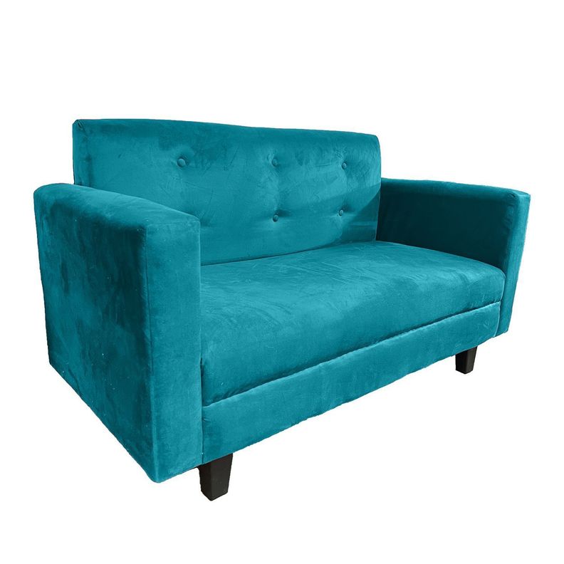 Sofa Ruan 2 Cuerpos Felpa Turquesa-2