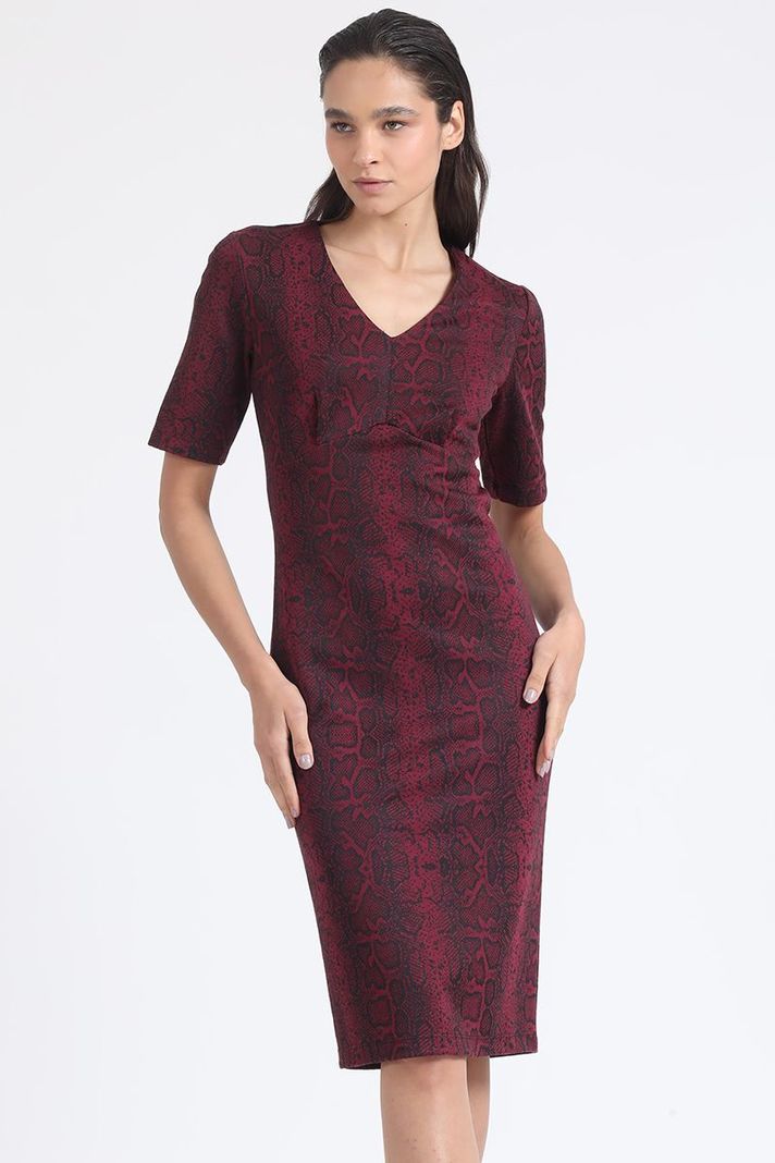 Vestido Midi Estampado Piton, Burdeo Liola-0