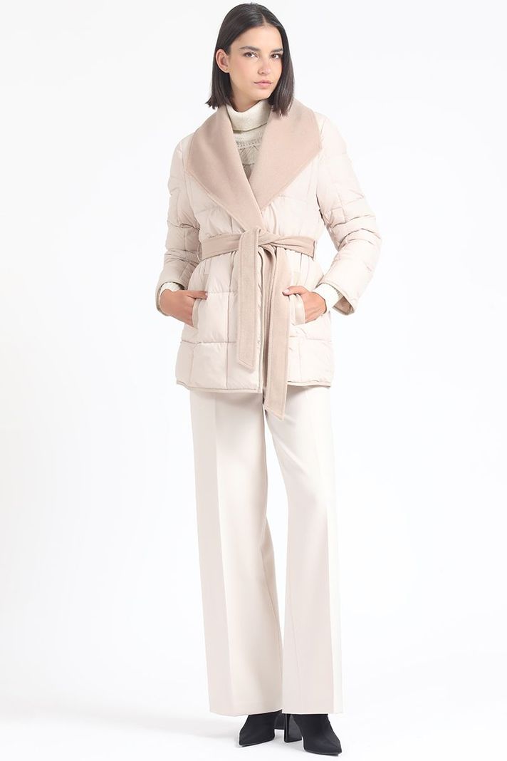 Parka Efecto Cuero Mix Muflon, Beige Liola-1