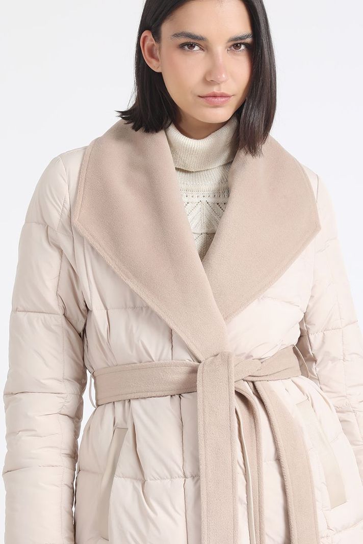 Parka Efecto Cuero Mix Muflon, Beige Liola-2