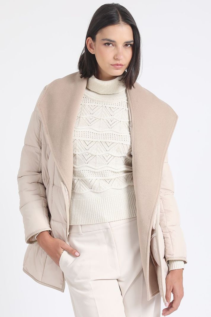 Parka Efecto Cuero Mix Muflon, Beige Liola-5