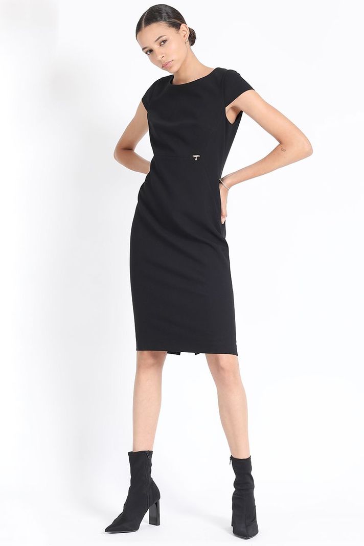 Vestido Entallado Midi, Negro Liola-4