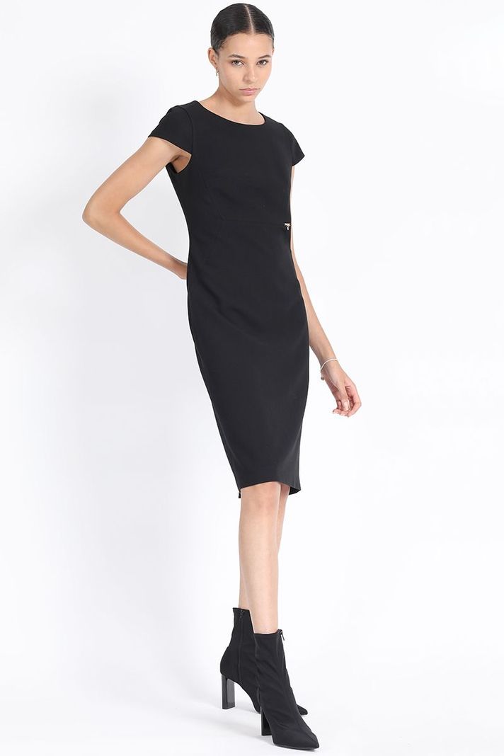 Vestido Entallado Midi, Negro Liola-5