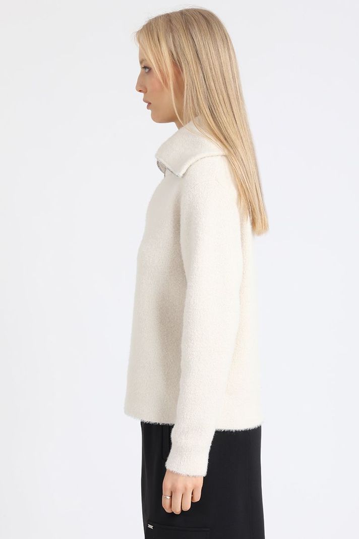 Sweater Tejido, Fantasia Piel Hilo Metalizado, Crudo Liola-3