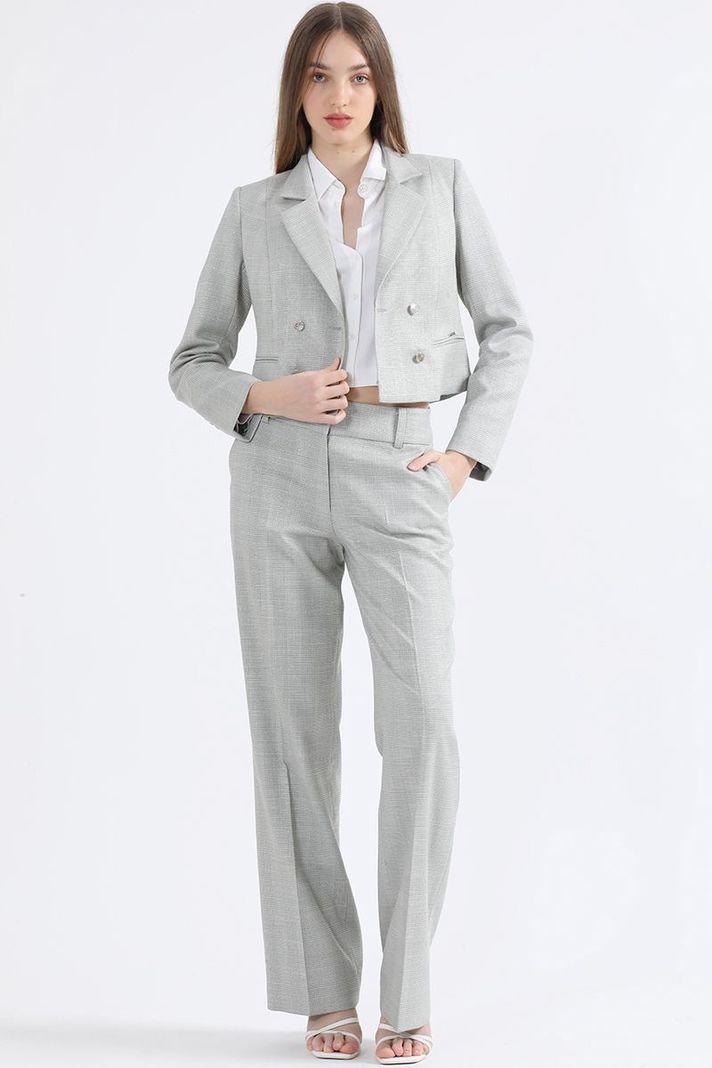 Pantalon Recto, Principe De Gales Lurex Gris Liola-0
