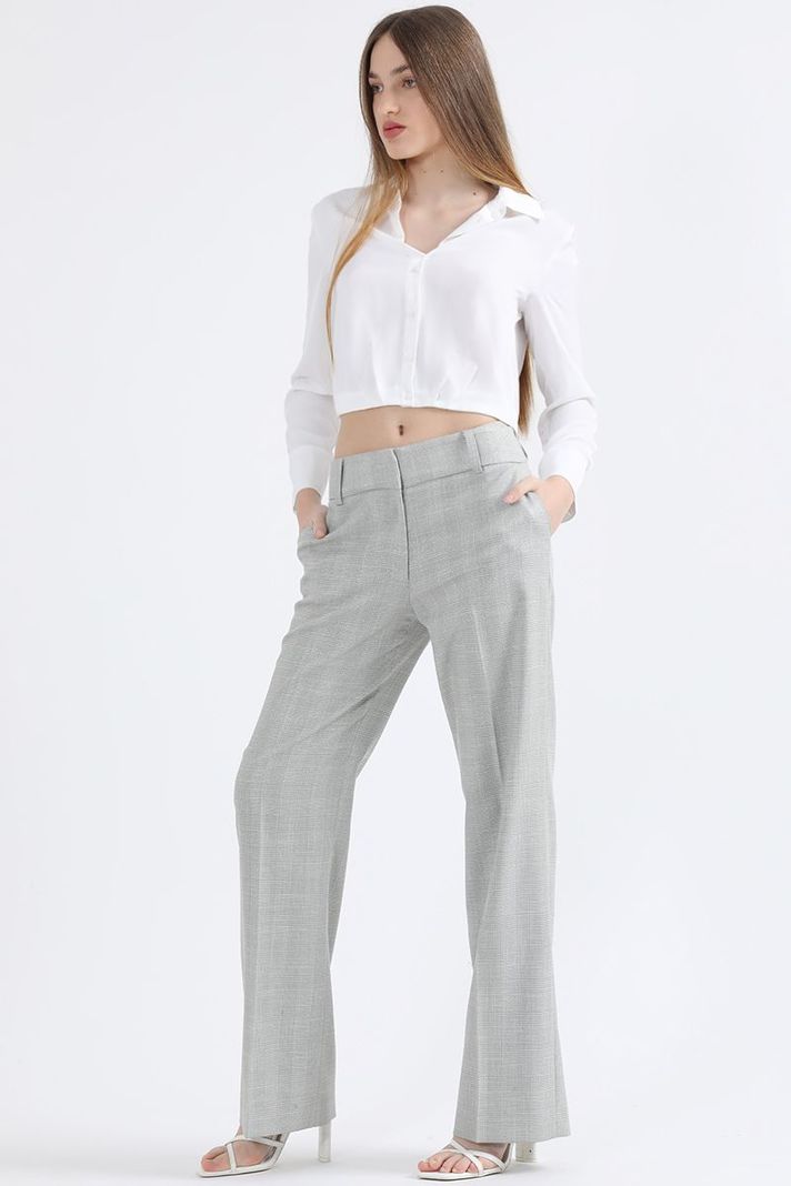 Pantalon Recto, Principe De Gales Lurex Gris Liola-3