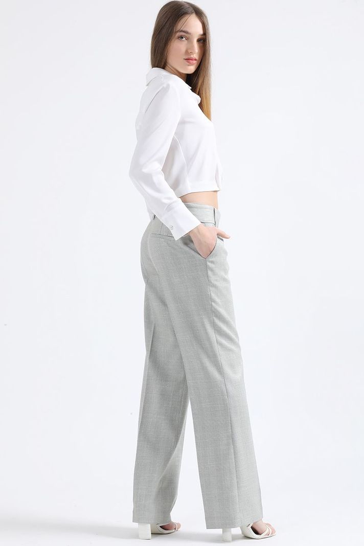 Pantalon Recto, Principe De Gales Lurex Gris Liola-5